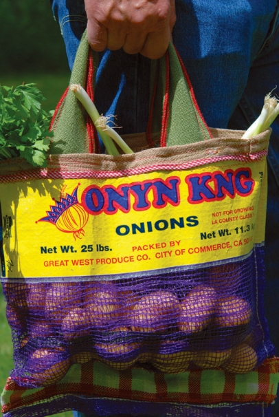 Onion bags turned into reusable shopping bags